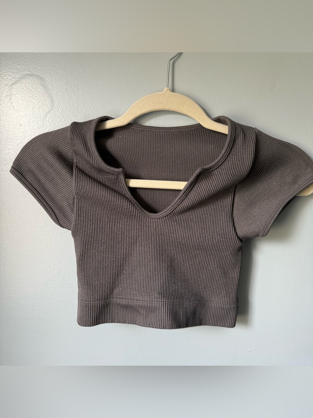 Gilly Hicks Grey Ribbed Short Sleeve Size XS